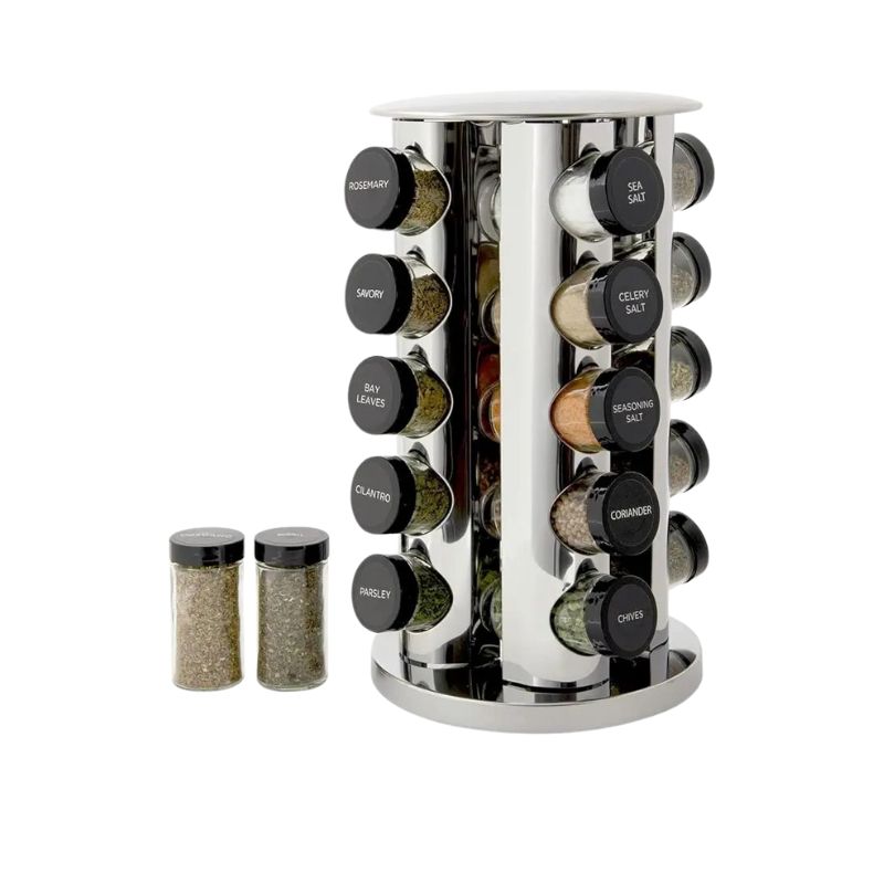 360° Rotating Stainless Steel Spice Organizer - Space-Saving & Functional