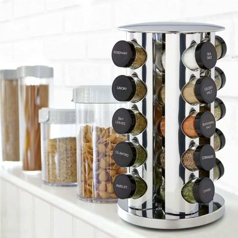 360° Rotating Stainless Steel Spice Organizer - Space-Saving & Functional