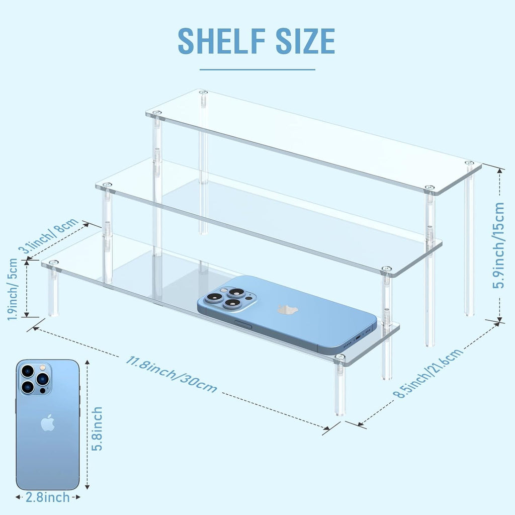 3-Tier Acrylic Display Riser Stand – Perfume, Dessert & Figure Organizer
