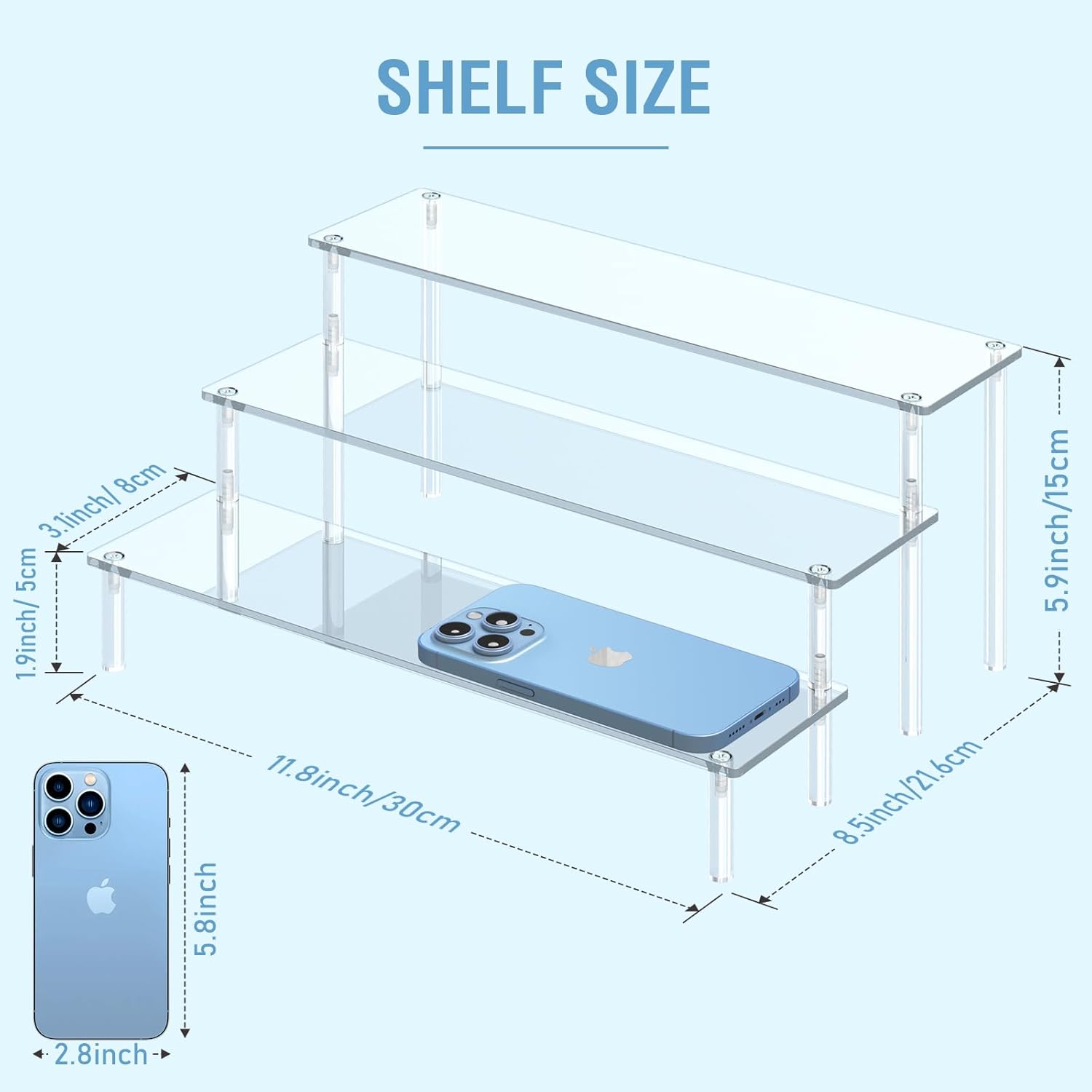 3-Tier Acrylic Display Riser Stand – Perfume, Dessert & Figure Organizer