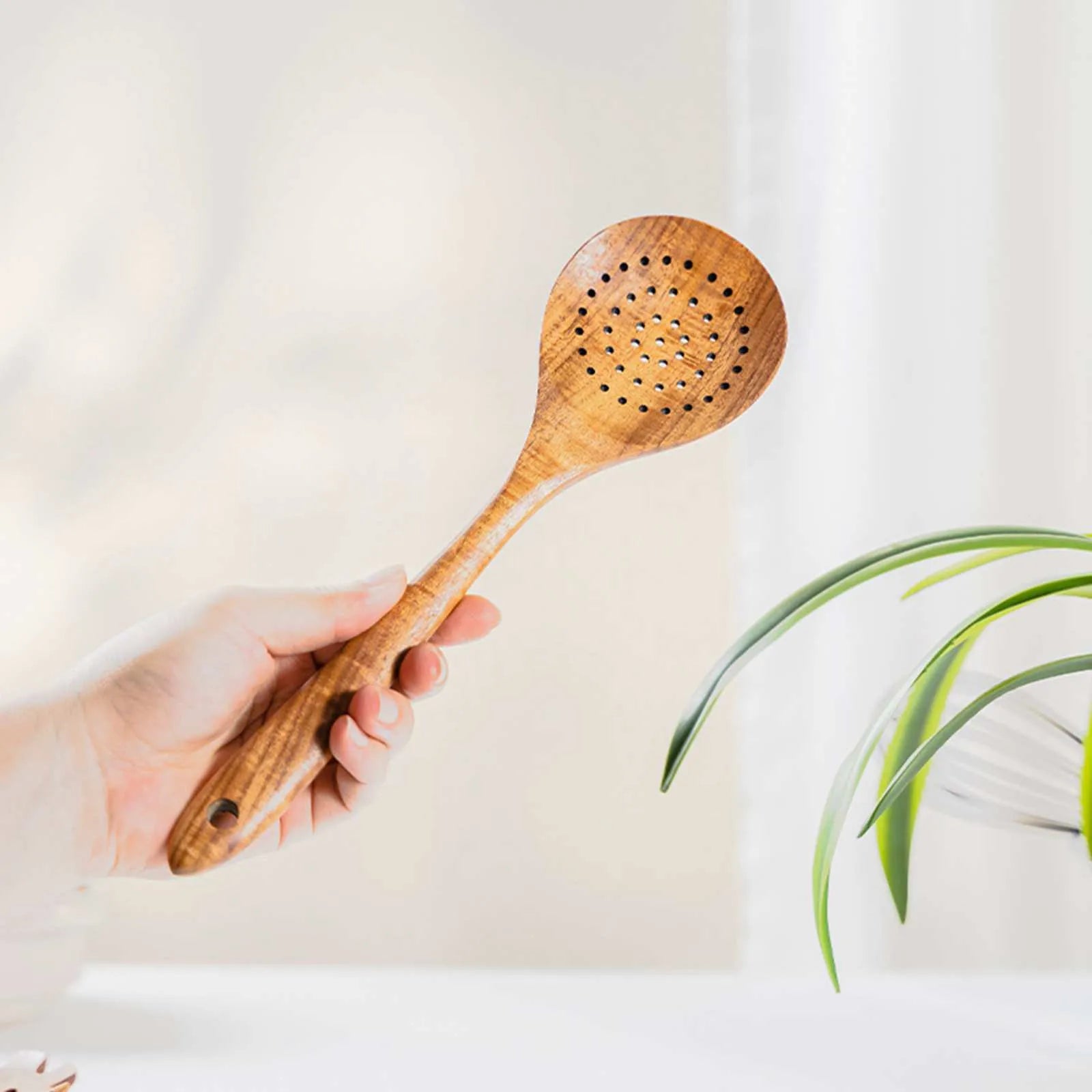 Wooden kitchen utensil holder