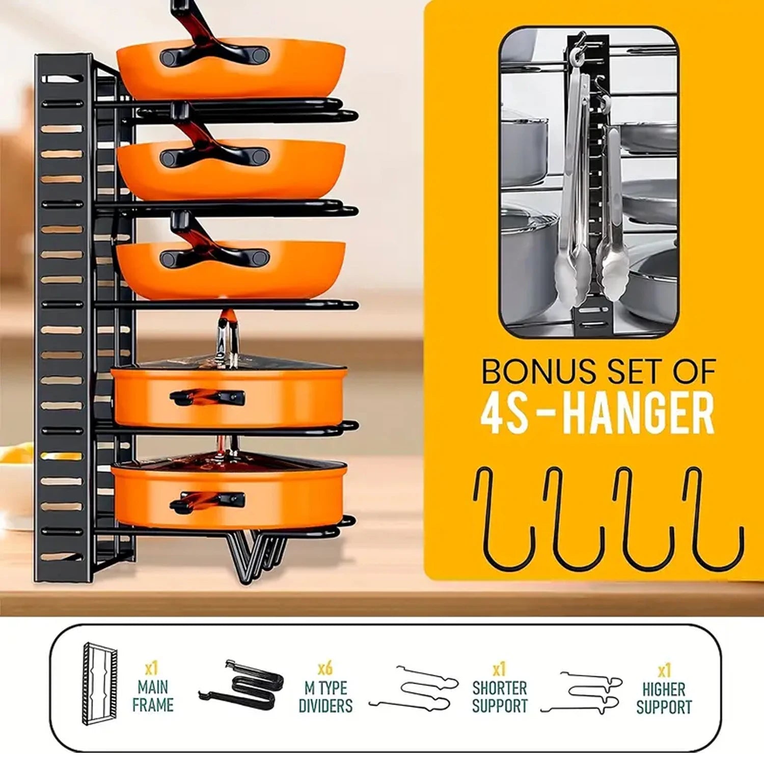 countertop pot and pan rack