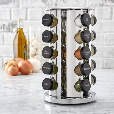 360° Rotating Stainless Steel Spice Organizer - Space-Saving & Functional