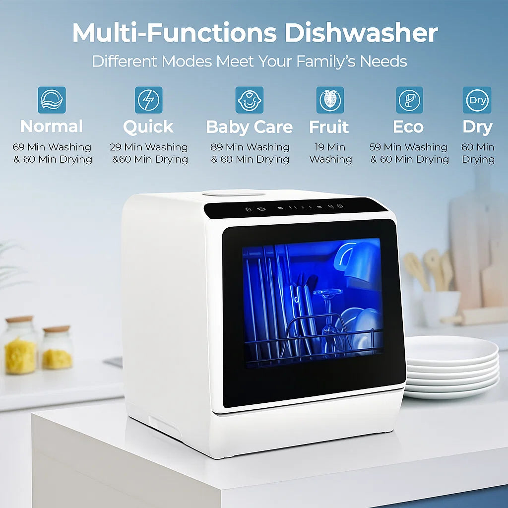 

Mini dishwasher with built-in water tank and faucet option