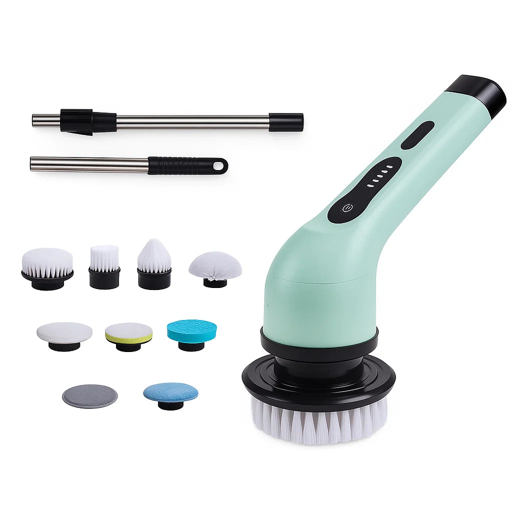 Wireless Electric Rotary Cleaning Brush – 9 Heads, Adjustable Handle