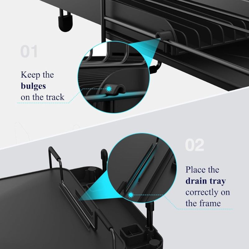 Extendable Dish Drying Rack with Drainboard – Anti-Slip & Rustproof