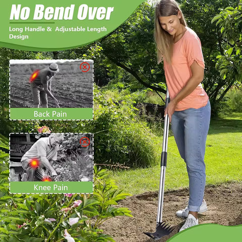 2-in-1 Long Handle Weed Puller & Hoe Tool – Adjustable & Durable
