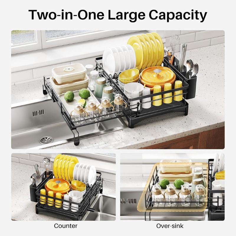 dish rack with utensil holder


