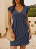 Beach Casual Deep V-neck Pleated Ruffle Sleeve Baggy Tank Dress