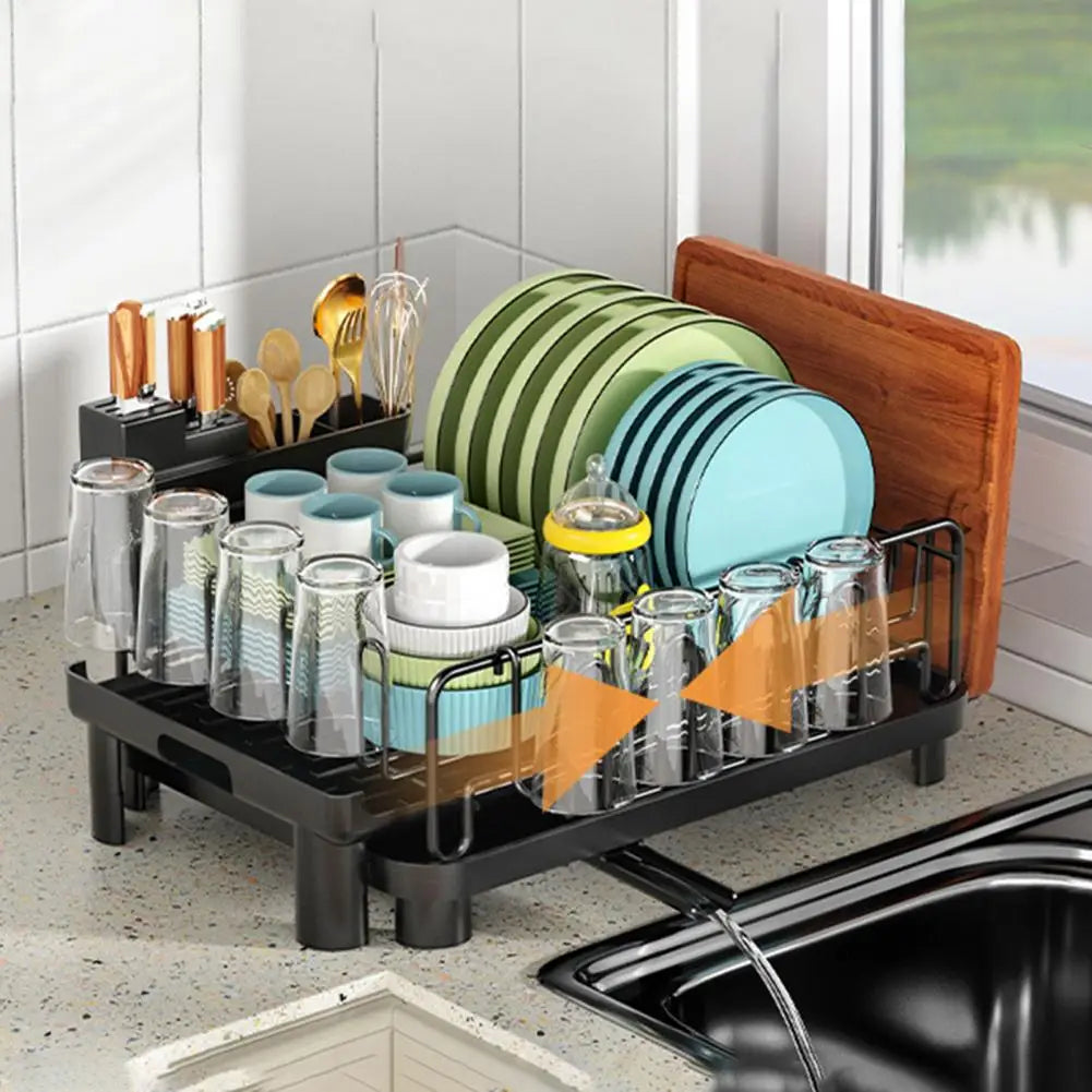 Retractable dish rack