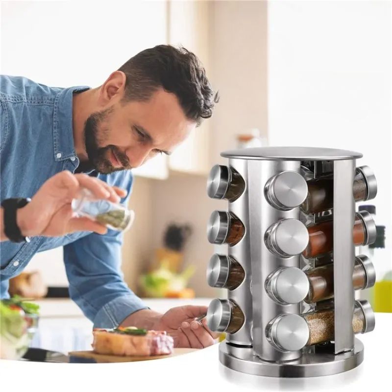 Glass spice jar set

