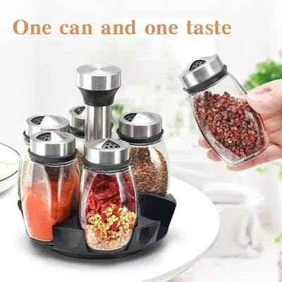 Glass spice jar set