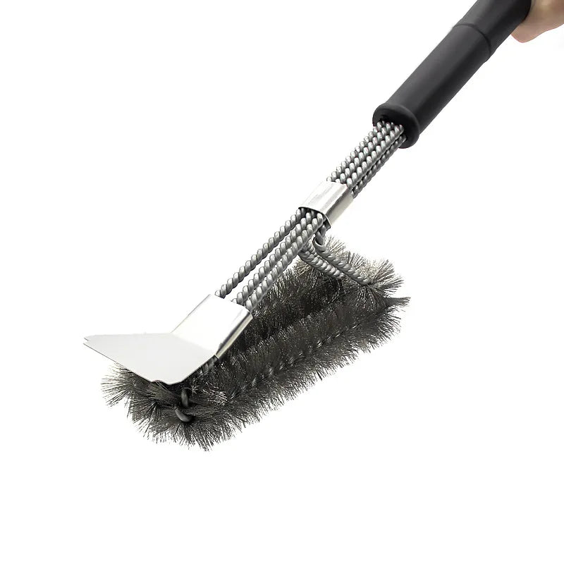 Grill brush with scraper