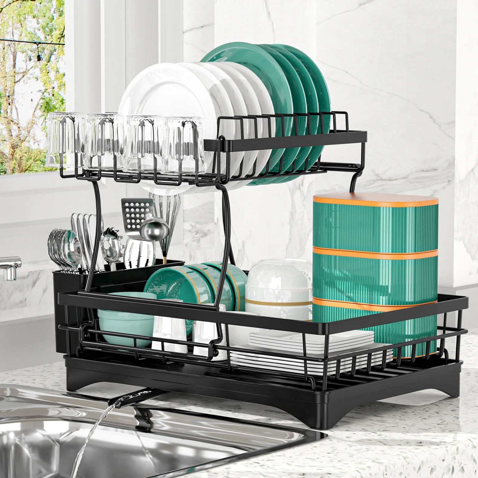 black dish drying rack
