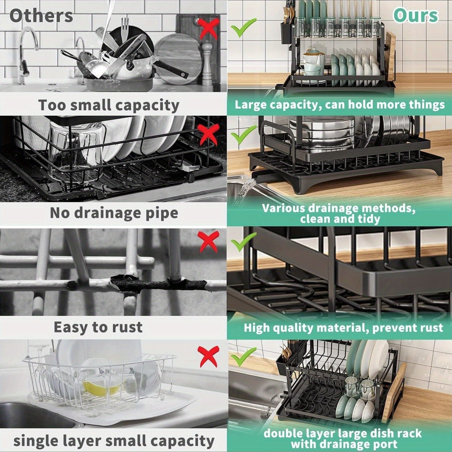 large capacity dish rack