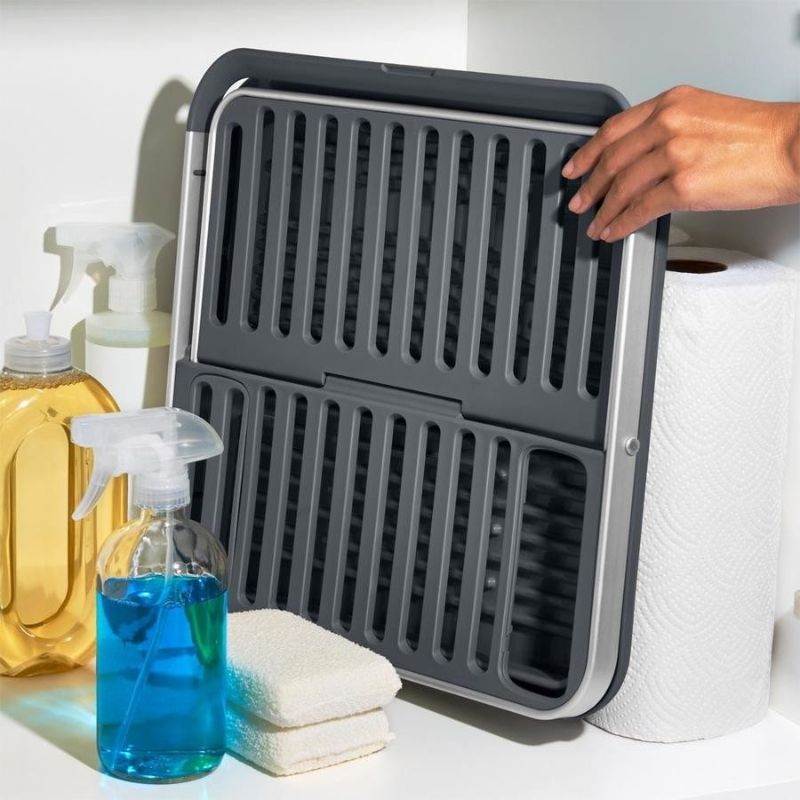 Fold-flat dish rack
