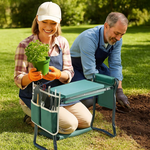 2 in 1 Garden Kneeler & Seat - with Foam Pad and Tool Pouch