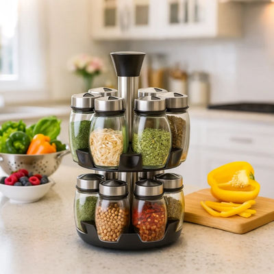 Spinning Spice Rack Organizer – 12 Jar Seasoning Holder