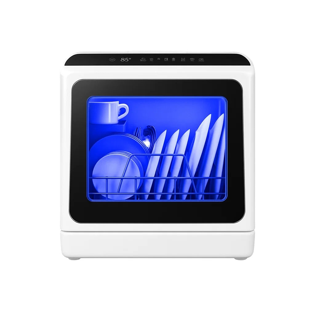 Countertop portable dishwasher with LED light for small kitchens
