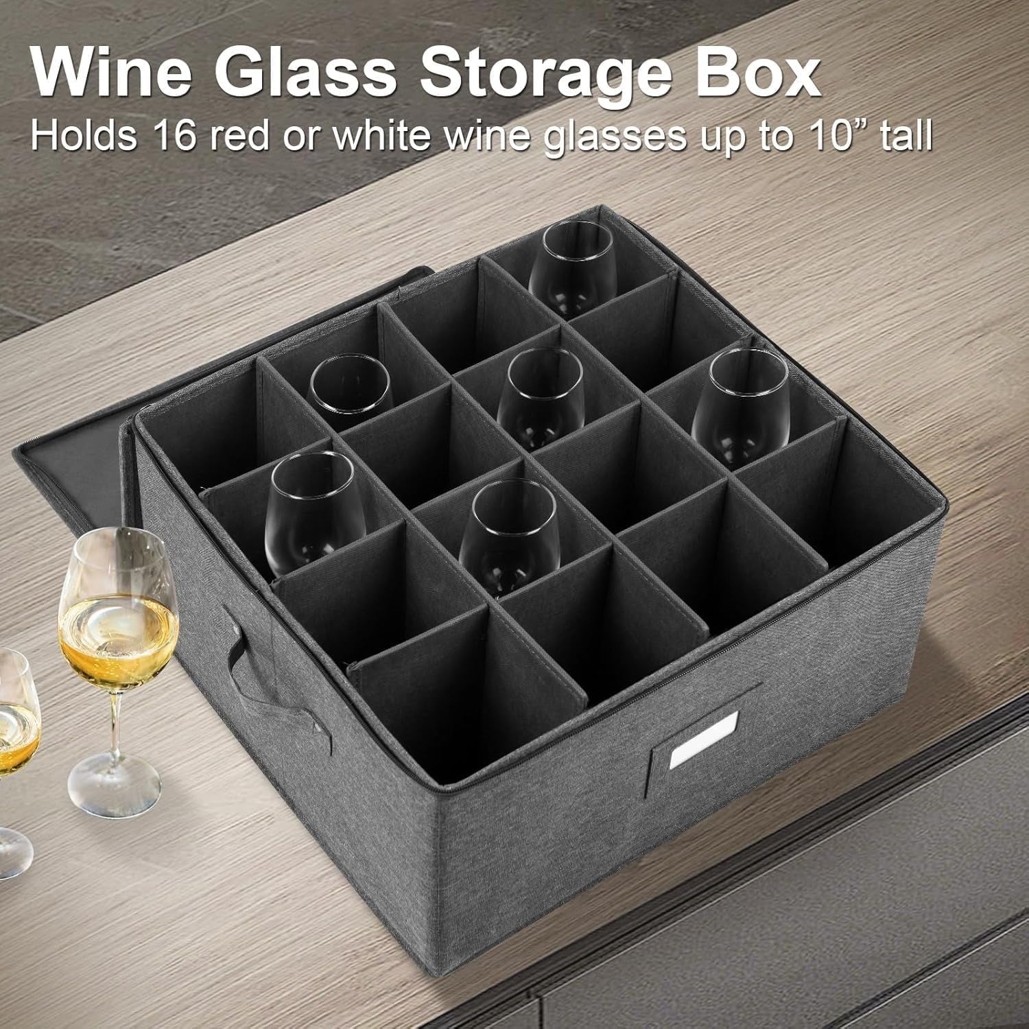 Wine glass holder for storage