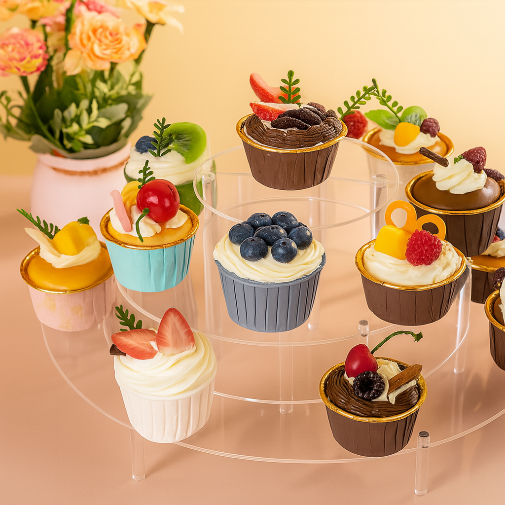 3 Tier Acrylic Display Risers – 2-Pack Cupcake & Figure Organizer